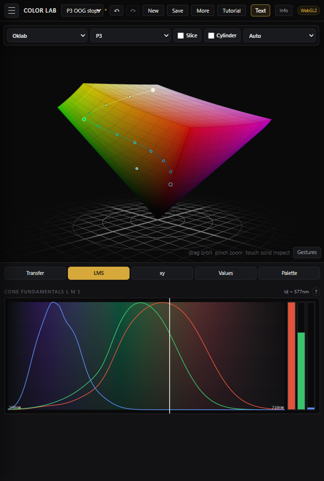 Color Lab gamut explorer desktop and mobile interfaces — mobile capture