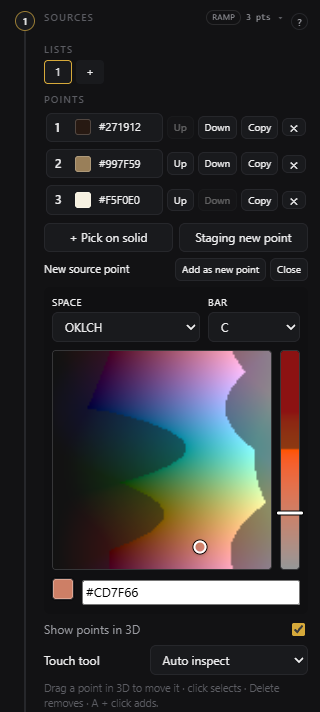 Color Lab multi-space picker and multiple source lists