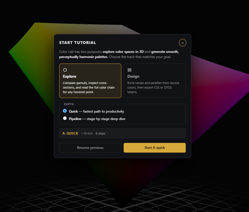 Color Lab tutorial interface