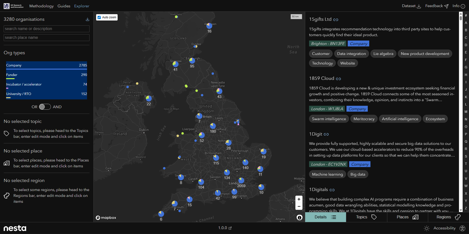 WAIfinder interactive map interface — desktop capture